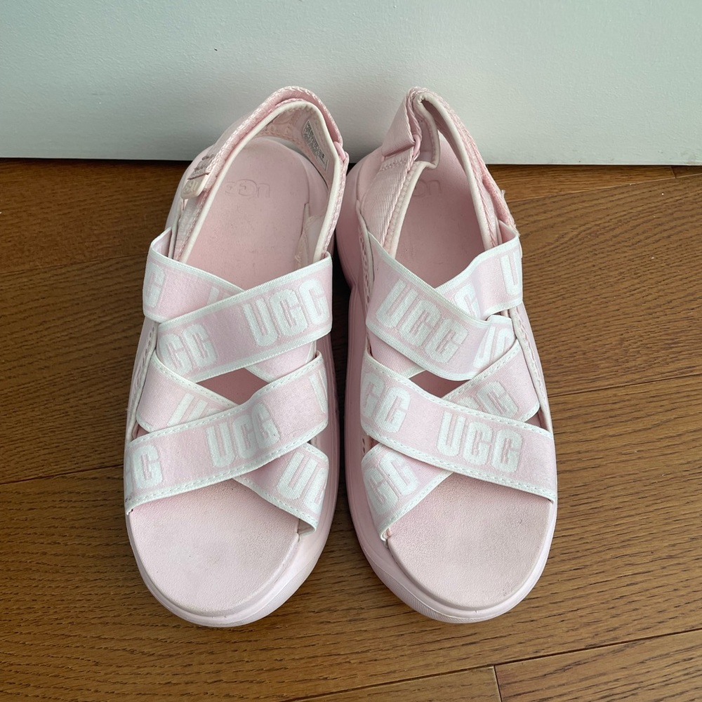 UGG pink chunky platform sandals